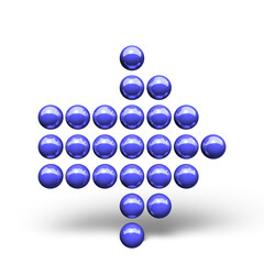 ボールで構成された右向きの青い矢印。