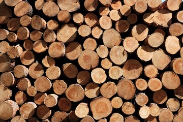 Holz Stapel im Wald nach Rodungsarbeiten	