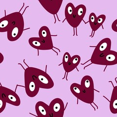 Valentines hearts cartoon pattern for wrapping and kids clothes print and fabrics and gift box