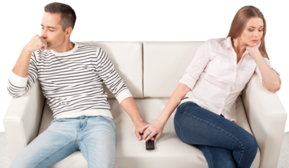 Sad Couple Sitting on the Couch