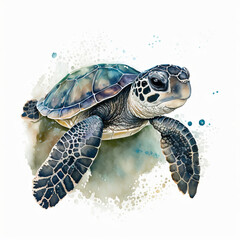 Sea Turtle Hatchling Watercolour Illustration | Wildlife Portrait