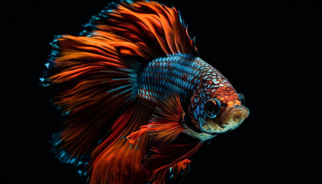 Multi colored Siamese fighting fish display aquatic elegance generated by AI