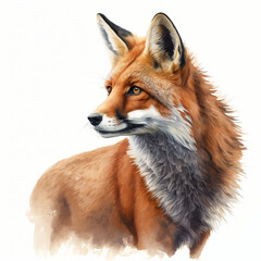 Fototapeta premium Red Fox Portrait | Wildlife Watercolour Illustration