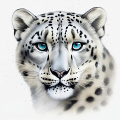 Snow Leopard Portrait | Wildlife Watercolour Illustration