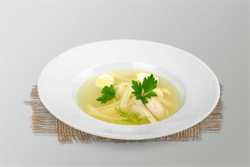 Tasty fresh hot Soup in bowl
