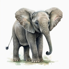 Elephant Calf Portrait | Wildlife Watercolour Illustration