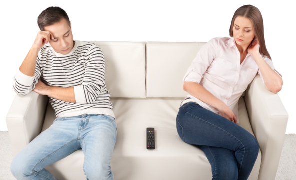 Sad Couple Sitting on the Couch