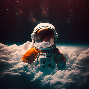Astronaut in den Wolken