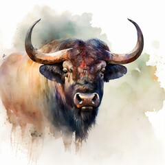 African Buffalo Portrait | Watercolour Illustration