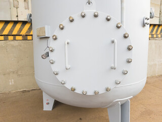 Air receiver for various media close up, used as a storage tank for compressed gas or liquid under...