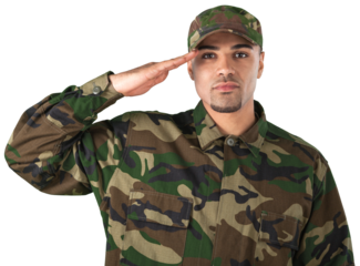 Soldier in Uniform Saluting