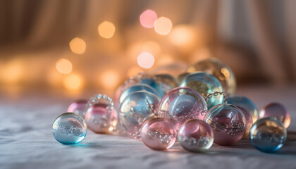 Shiny medicine capsule glows in transparent sphere generated by AI