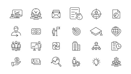  Headhunting icon set. Recruitment icon set Included the icons as Job Interview, Career Path, Resume, Job hiring, Candidate and Human resource icons. Vector illustration.
