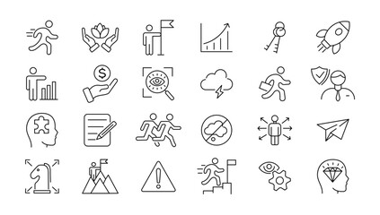  Insurance elements - minimal thin line web icon set. Outline icons collection. Simple vector illustration