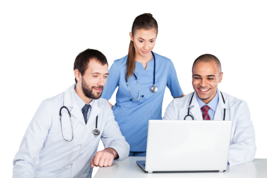 Portrait of Doctors Looking at Laptop