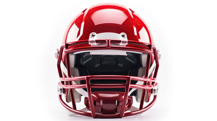 Red American football helmet isolated on a white background. Generative Ai