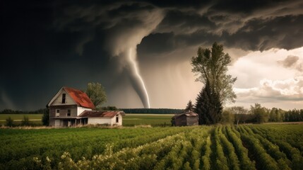 weather image in nature. rain tornado hurricane and storm. Generative AI 