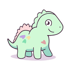 Cute Baby Dinosaur on White Icon Vector Generative AI