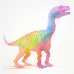 Colorful Neon Dinosaur Drawing Generative AI