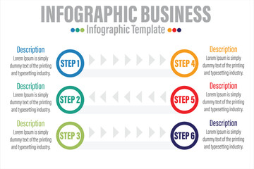 6 Steps, 6 option Modern Timeline diagram with progress circle, presentation vector infographic with circle. Infographic template for business.