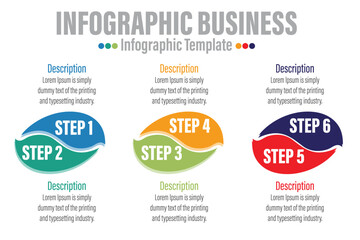 nfographic template for business. 6 Steps Modern Jigsaw puzzle diagram with circles and topic titles, presentation vector infographic.