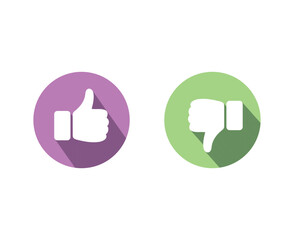 Like and dislike icon, thumb up and thumb down symbols