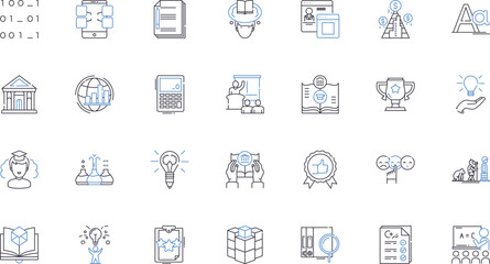 Savvy line icons collection. Resourceful, Clever, Shrewd, Wise, Cunning, Ingenious, Astute vector and linear illustration. Skilled,Dextrous,Informed outline signs set