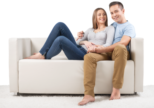 Smiling Couple on the Couch