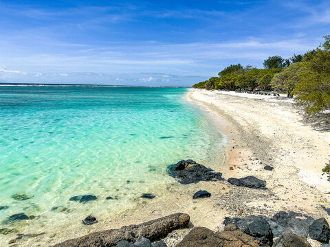 Beach view of Gili Trawangan beach in Lombok, Indonesia