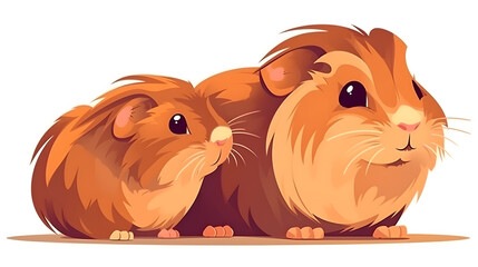 Whimsical Guinea Paws: Funny and Cute Flat Design Guinea Pigs, AI Generative