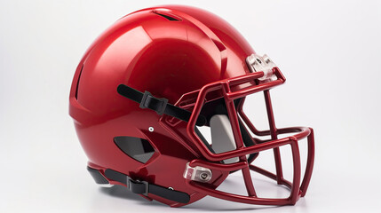 Fototapeta premium Red American football helmet isolated on a white background. Generative Ai