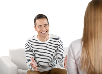 Smiling Man Talking to a Woman