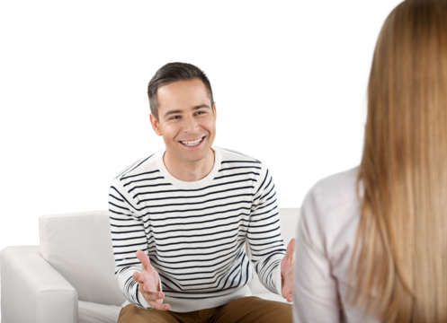 Smiling Man Talking to a Woman