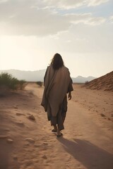 Jesus walking in the desert