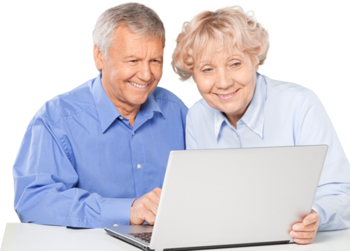 Portrait of a Mature Couple Using Laptop - Powered by Adobe