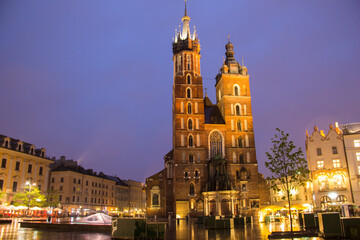 Fototapeta na wymiar Beautiful view of the Church of the Assumption of the Blessed Virgin Mary (St. Mary's Church) in Krakow, Poland