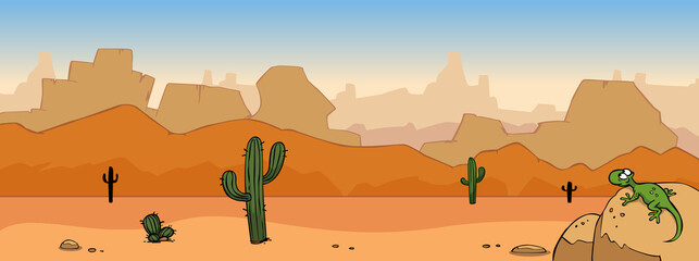 cartoon horizontal panorama desert prairie background