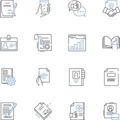 Nomenclature line icons collection. Classification, Naming, Terminology, Taxonomy, Identification, Categorization, Lexicon vector and linear illustration. Definitions,Designation,Language outline