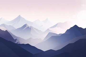 Distant Mountain Peaks Painting, AI Generated