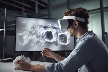 Scientist in a futuristic lab using virtual reality Generative AI
