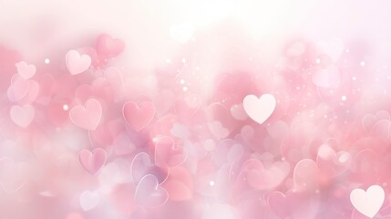 pink hearts on a background, in the style of subtle color gradations - obrazy, fototapety, plakaty