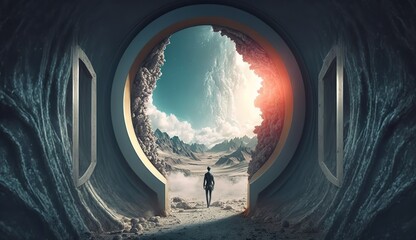 Obraz na płótnie Canvas Traveling through a dream portal (ai generate)
