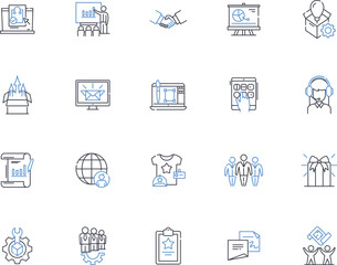 Revenue generation line icons collection. Strategies, Marketing, Planning, Sales, Analytics, Growth, Optimization vector and linear illustration. Conversion,Profit,Differentiation outline signs set