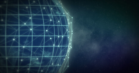 Image of globe with network of connections over stars