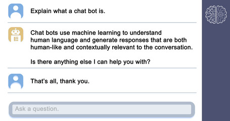 Image of online ai chat with texts on white background