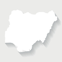 Simple white Nigeria map on gray background, vector