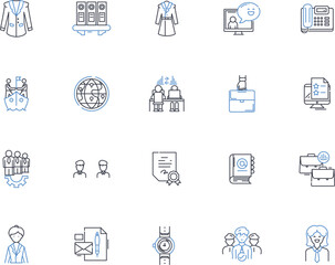 Financial compliance line icons collection. Regulations, Governance, Risk, Auditing, Compliance , Standards, Enforcement vector and linear illustration. Controls,Accountability,Penalties outline signs