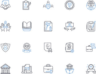 Protections line icons collection. Shields, Barriers, Defenses, Safeguards, Safekeeping, Precautions, Insulation vector and linear illustration. Fortification,Coverage,Fences outline signs set