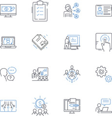 Commercial learning line icons collection. Business savvy, Sales-driven, Goal-oriented, Marketing-focused, Revenue-minded, Profit-driven, Customer-centric vector and linear illustration. Brand