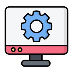 Computer Settings Line Color Icon